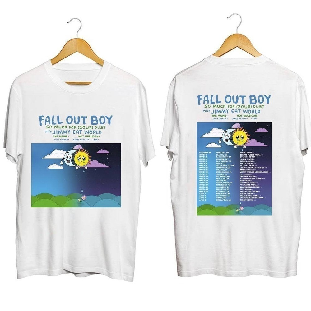 Fall Out Boy Band Tour 2024 Concert Music T-Shirt Gift For Fans 2 Sided